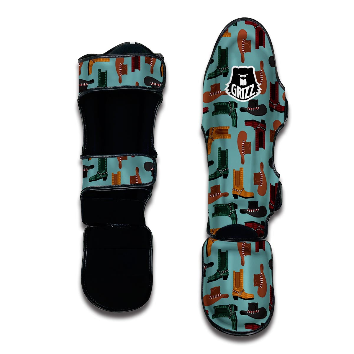 Pattern Print Western Cowboy Muay Thai Shin Guards-grizzshop