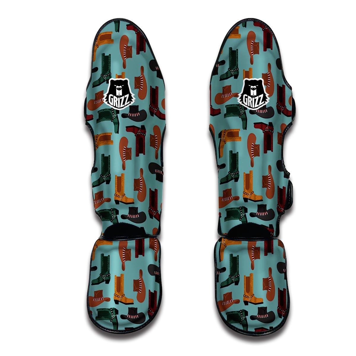 Pattern Print Western Cowboy Muay Thai Shin Guards-grizzshop