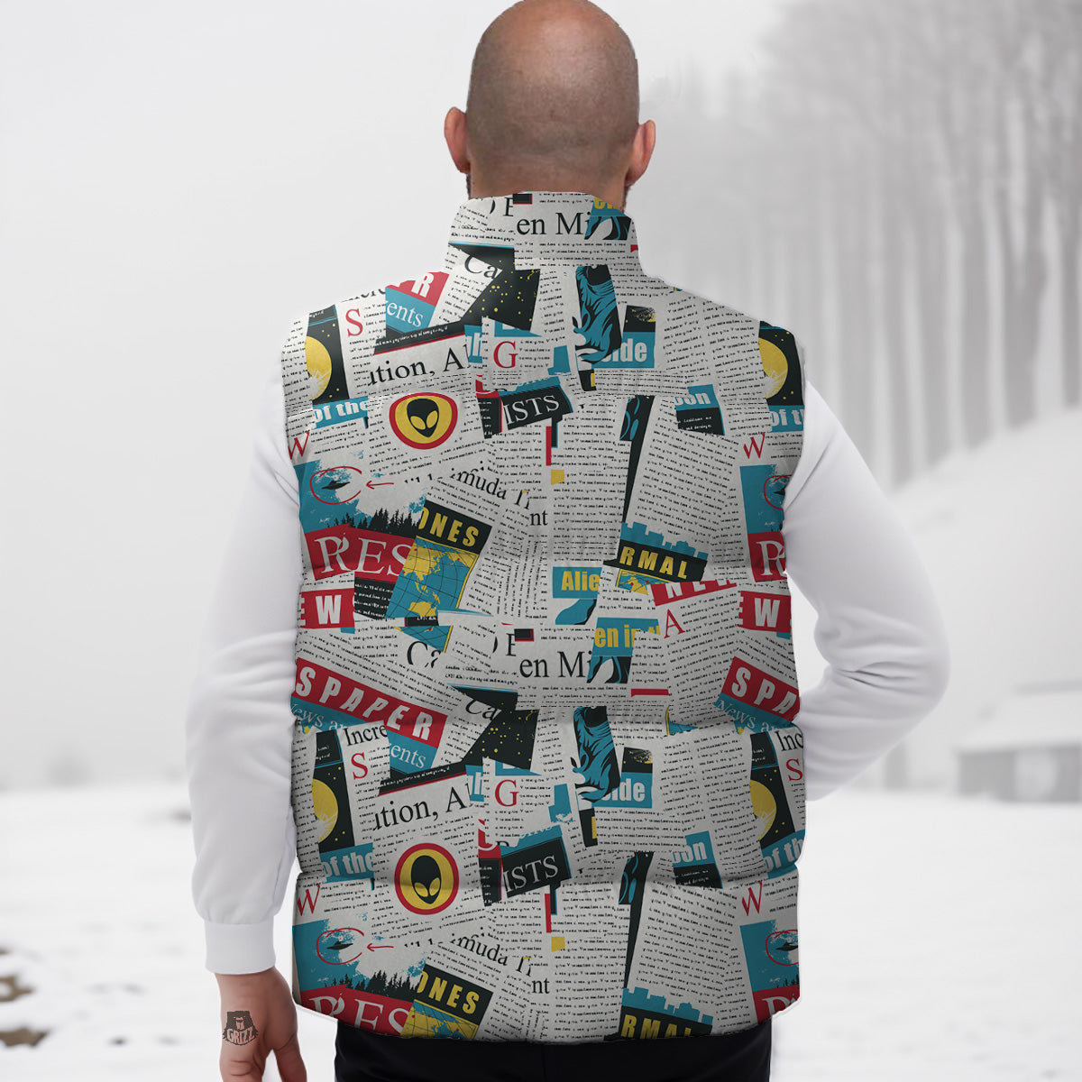 Pattern Print Westie Dog Down Vest-grizzshop