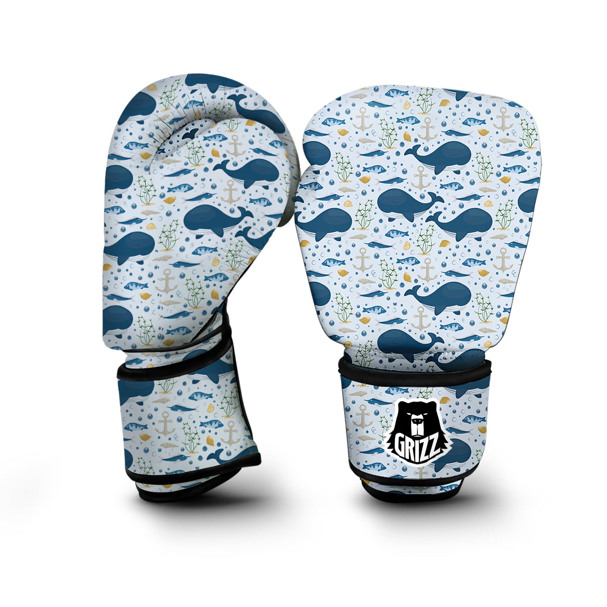 Pattern Print Whale Humpback Boxing Gloves-grizzshop