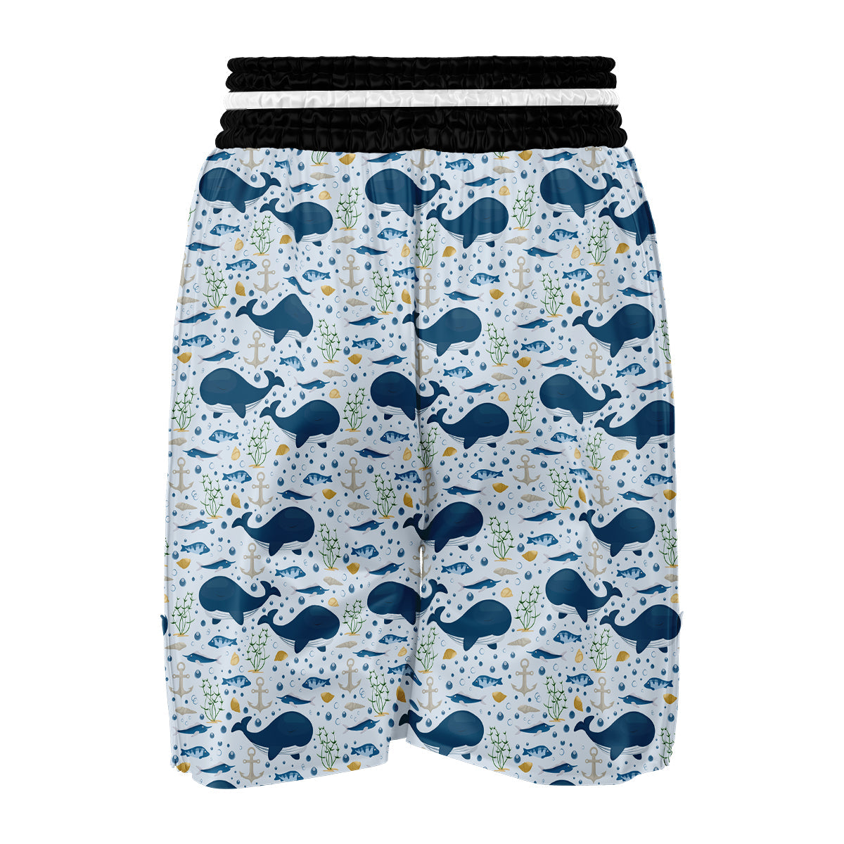Pattern Print Whale Humpback Boxing Shorts-grizzshop