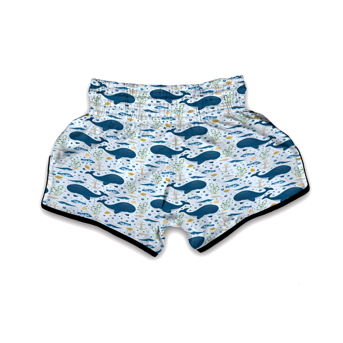 Pattern Print Whale Humpback Muay Thai Boxing Shorts-grizzshop