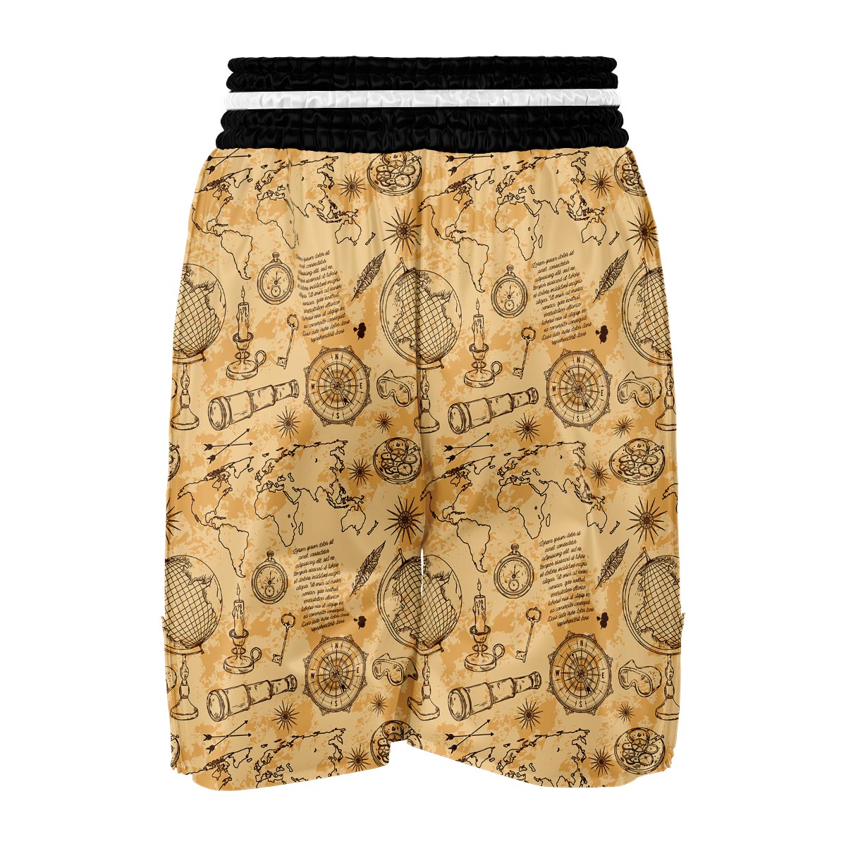 Pattern Print World Map Boxing Shorts-grizzshop