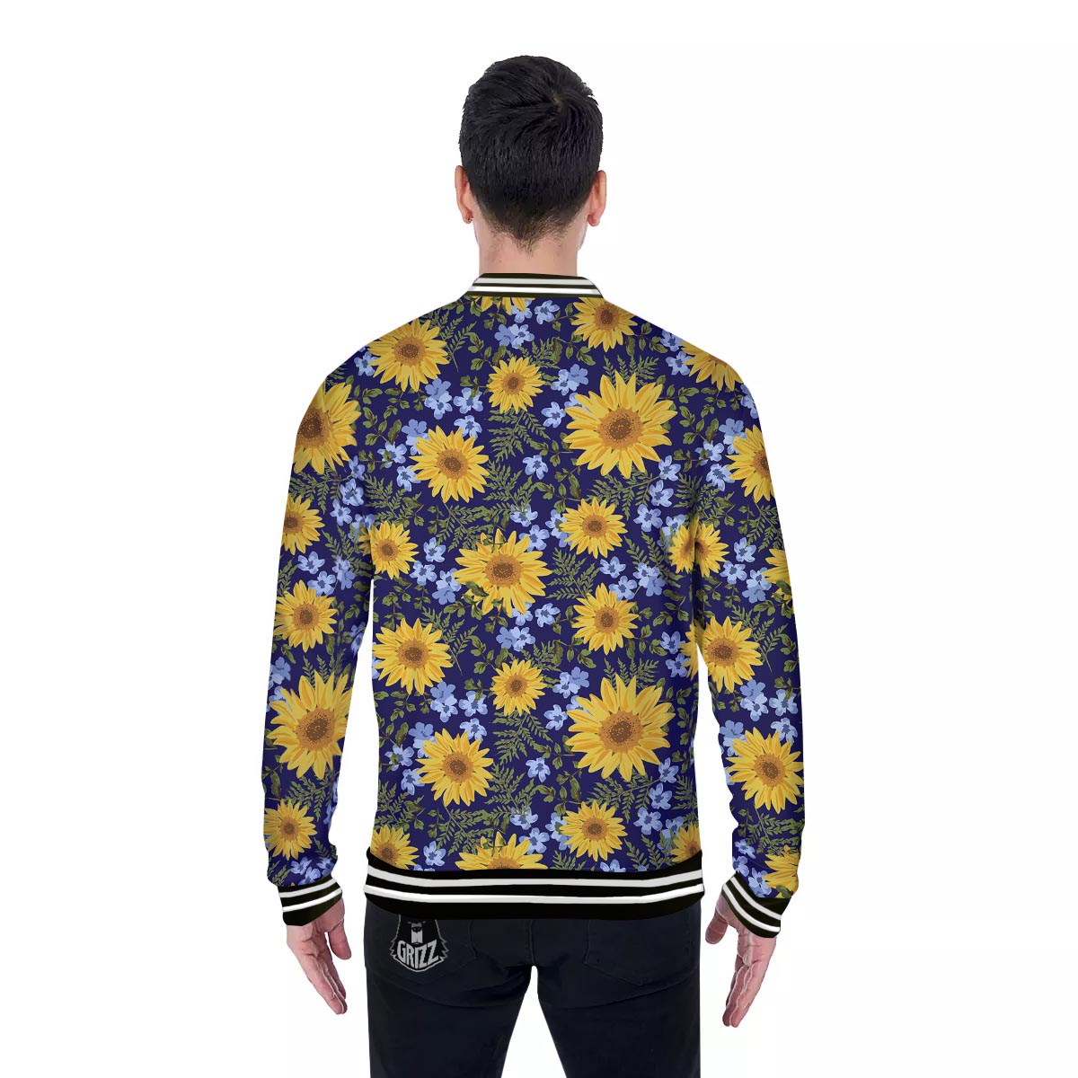 Pattern Sunflower Print Pattern Baseball Jacket-grizzshop