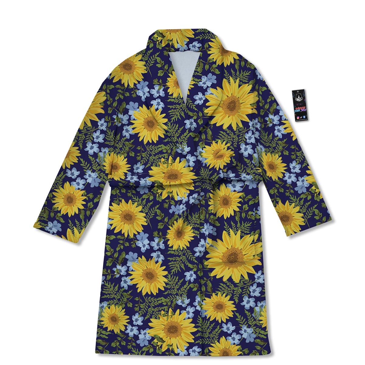 Pattern Sunflower Print Pattern Bathrobe-grizzshop