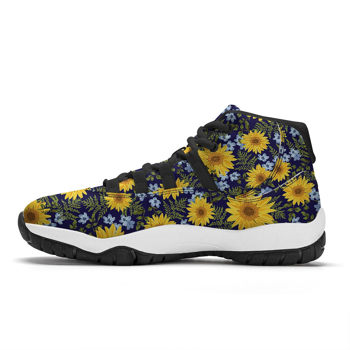 Pattern Sunflower Print Pattern Black Bball Shoes-grizzshop