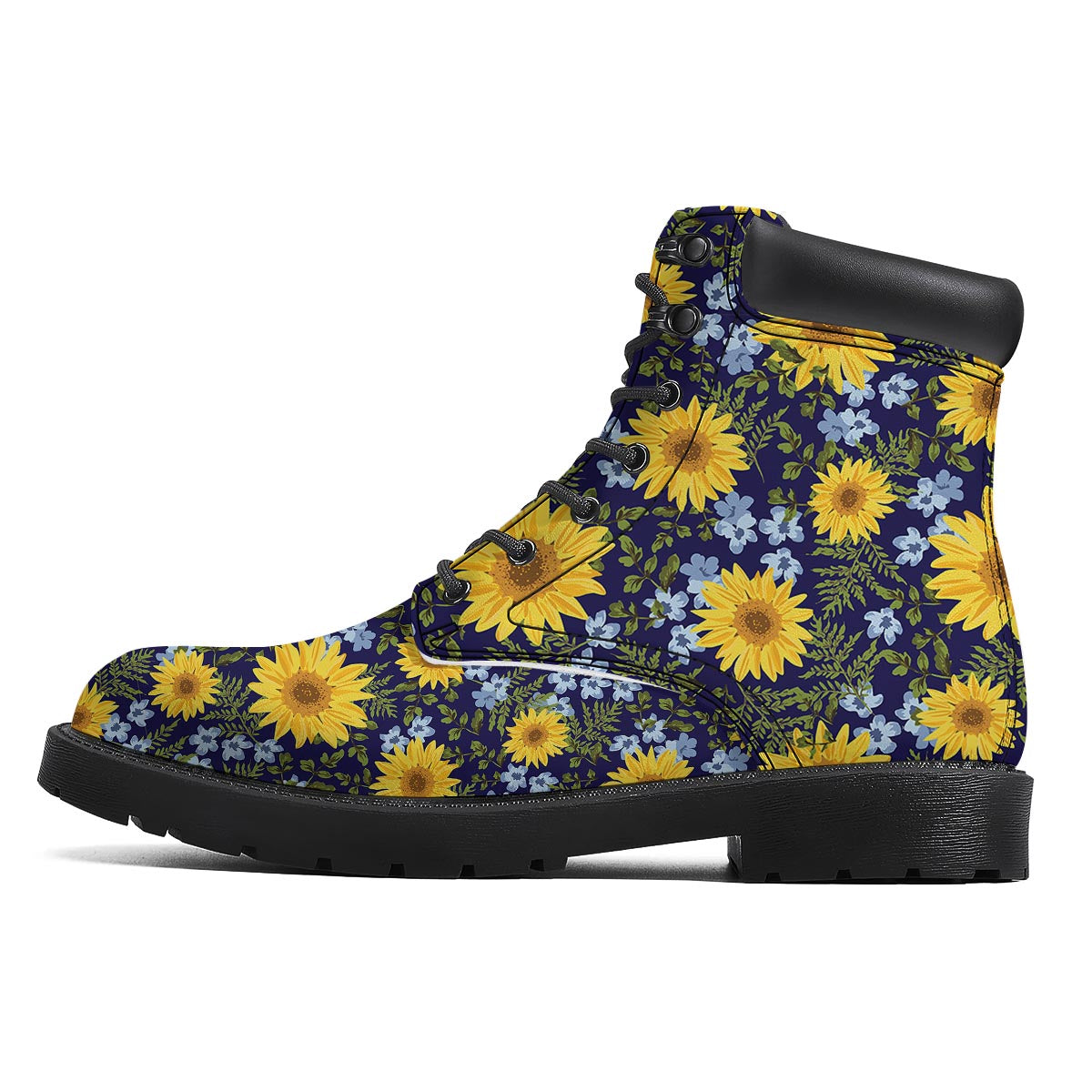 Pattern Sunflower Print Pattern Boots-grizzshop