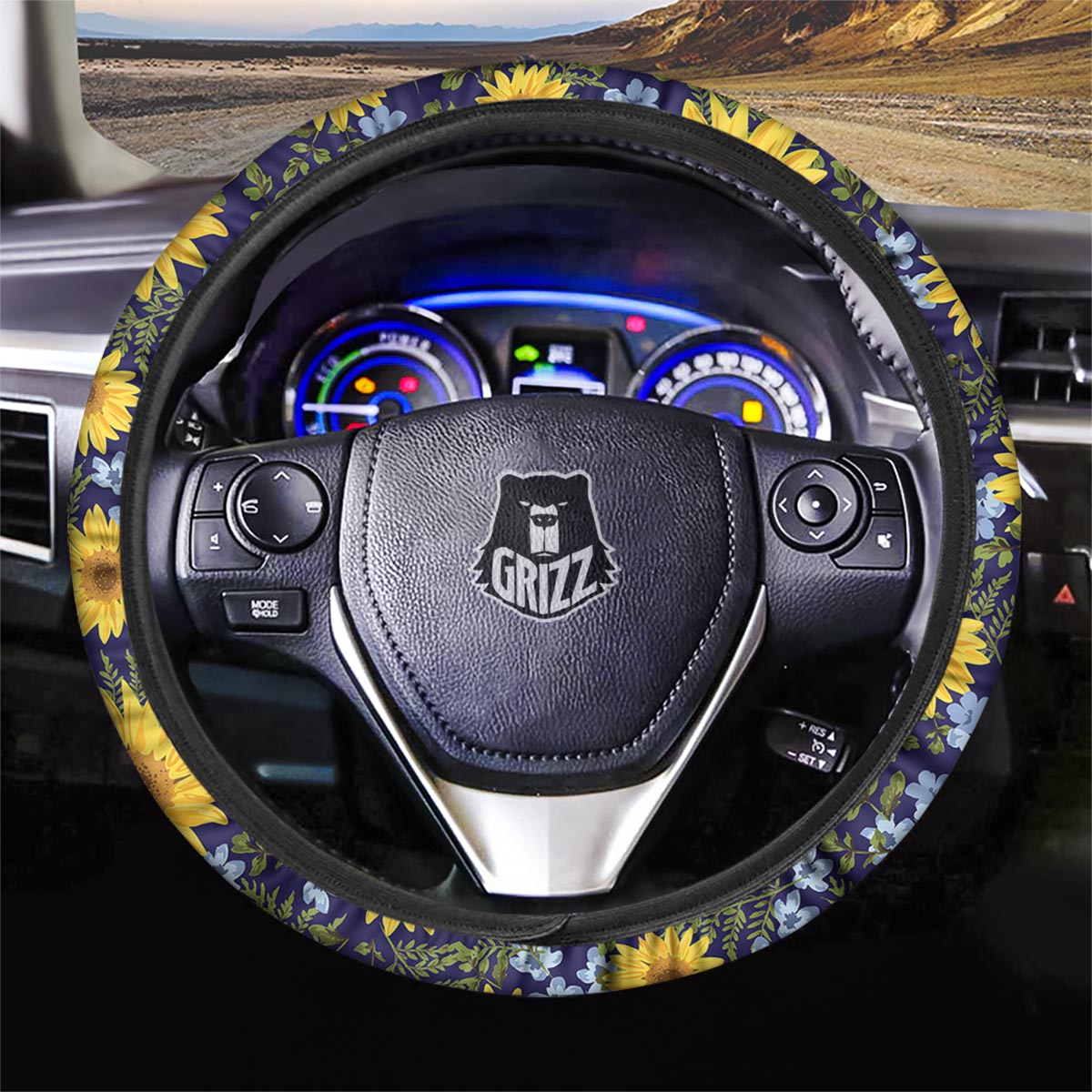 Pattern Sunflower Print Pattern Car Steering Wheel Cover-grizzshop