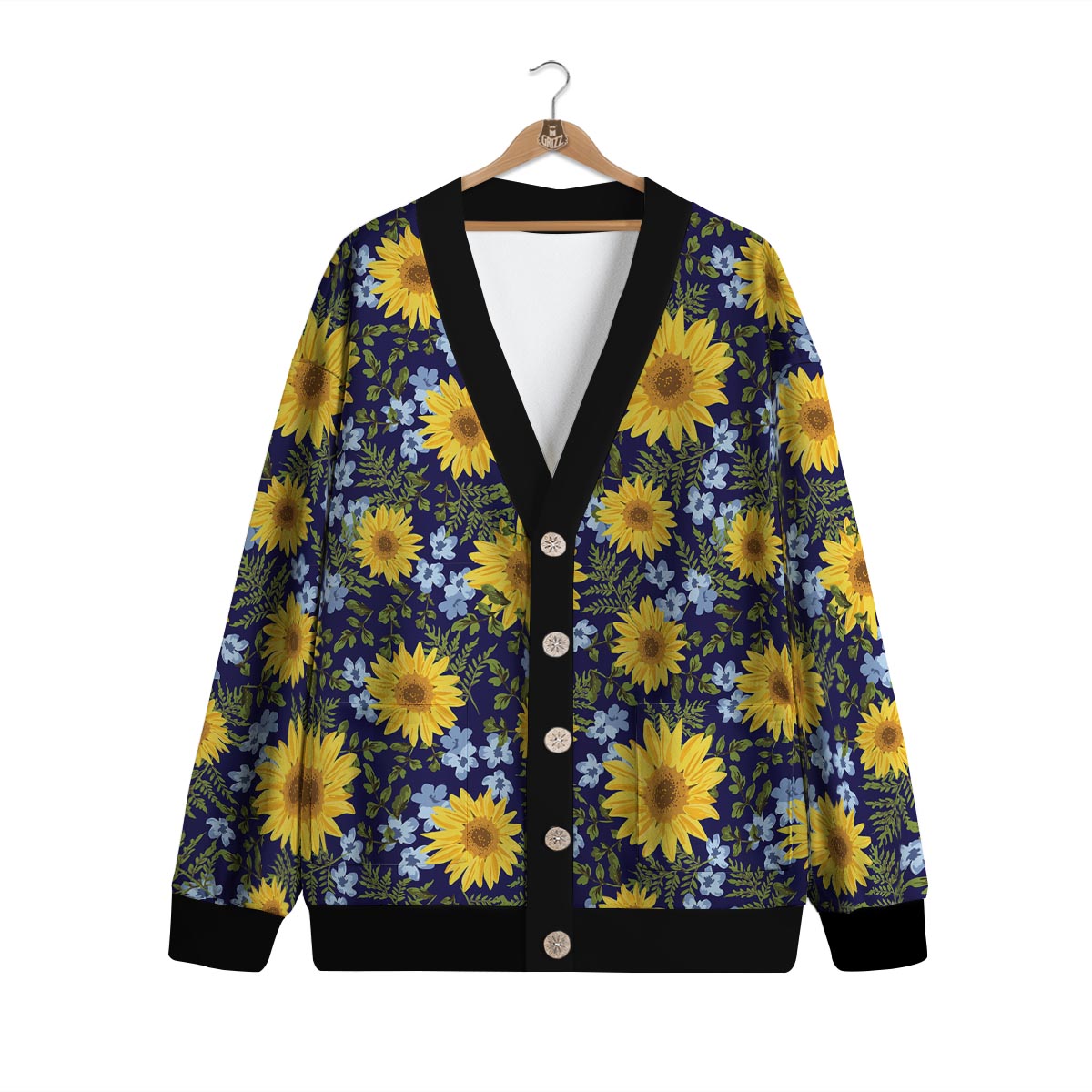 Pattern Sunflower Print Pattern Cardigan-grizzshop