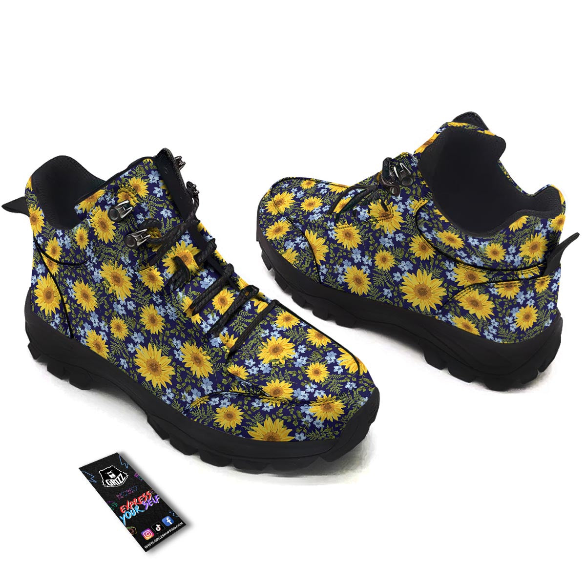 Pattern Sunflower Print Pattern Hiking Shoes-grizzshop