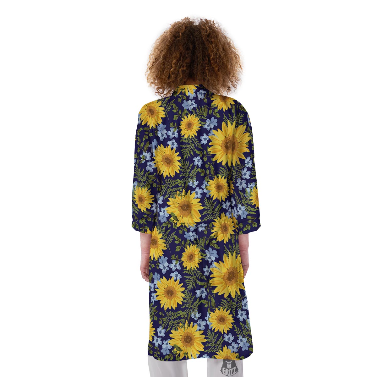 Pattern Sunflower Print Pattern Kimono-grizzshop