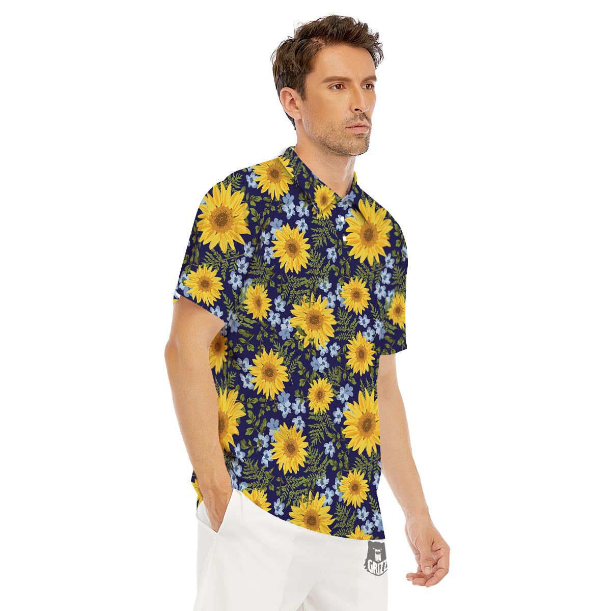 Pattern Sunflower Print Pattern Men's Golf Shirts-grizzshop
