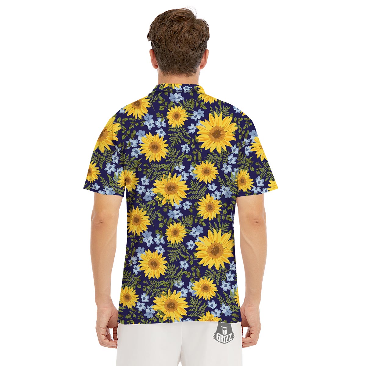 Pattern Sunflower Print Pattern Men's Golf Shirts-grizzshop