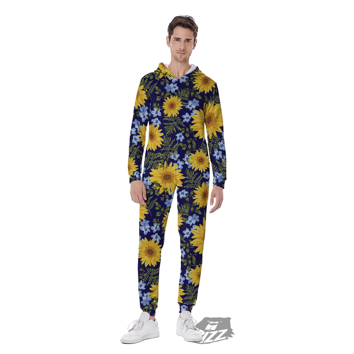 Pattern Sunflower Print Pattern Men's Jumpsuit-grizzshop