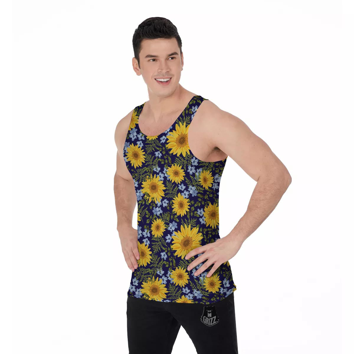 Pattern Sunflower Print Pattern Men's Tank Top-grizzshop