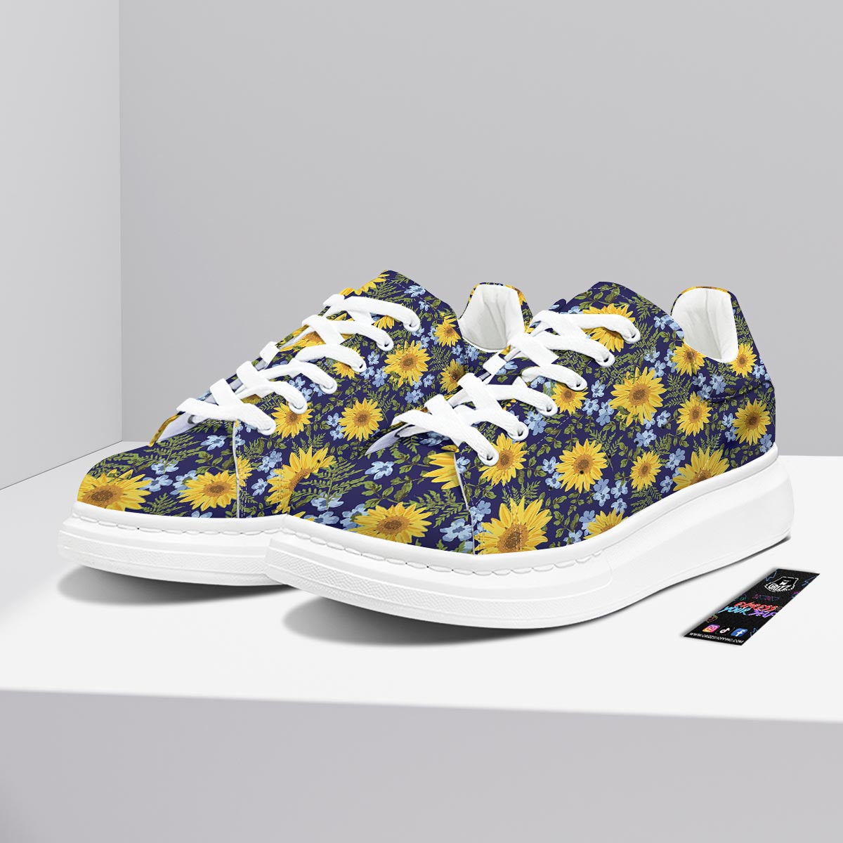 Pattern Sunflower Print Pattern Platform Shoes-grizzshop