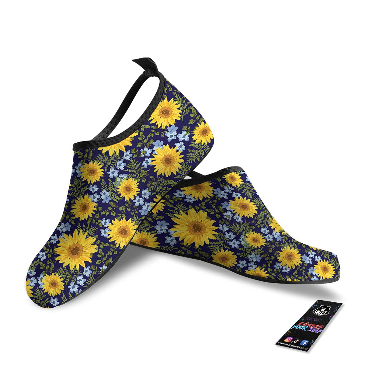 Pattern Sunflower Print Pattern Water Shoes-grizzshop