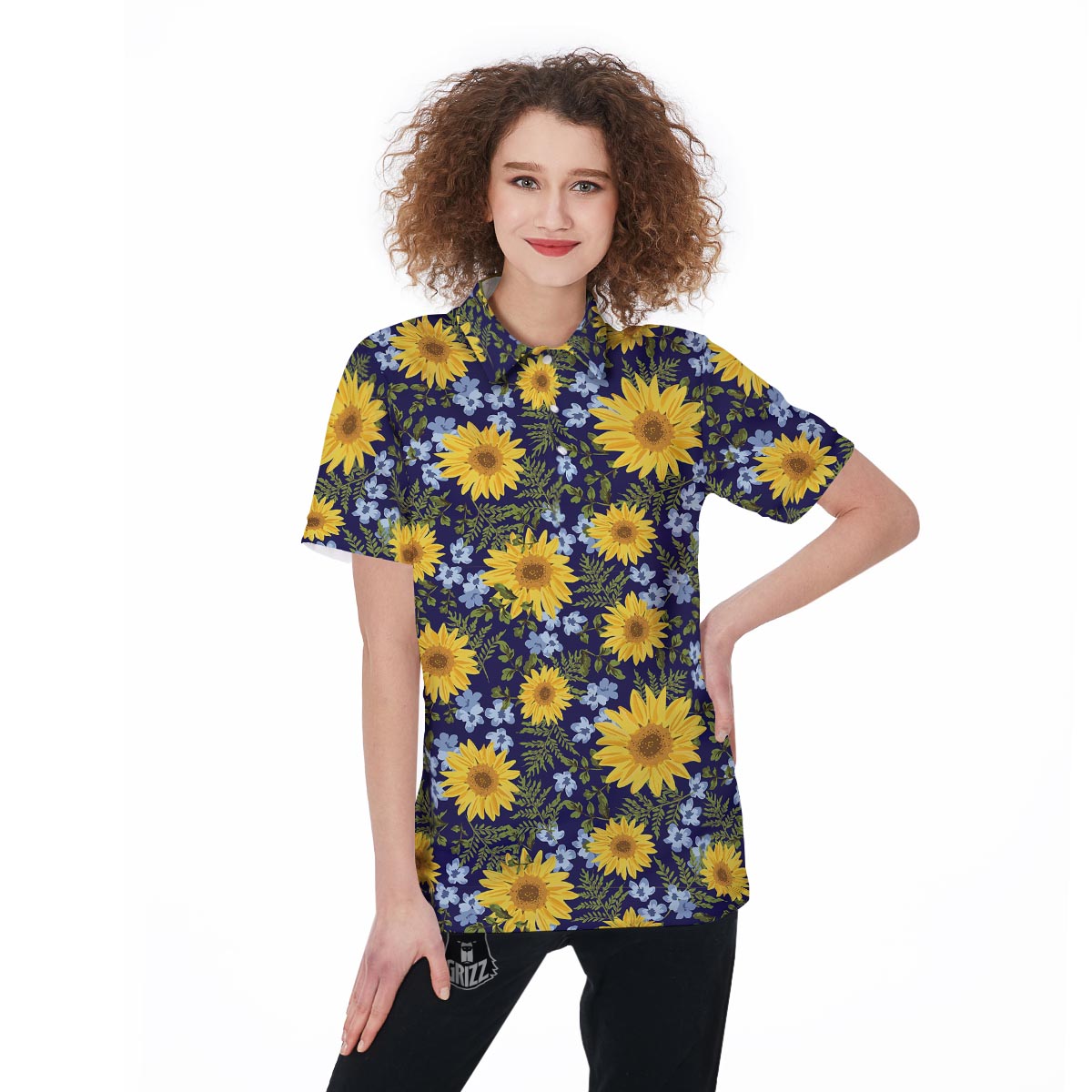 Pattern Sunflower Print Pattern Women's Golf Shirts-grizzshop