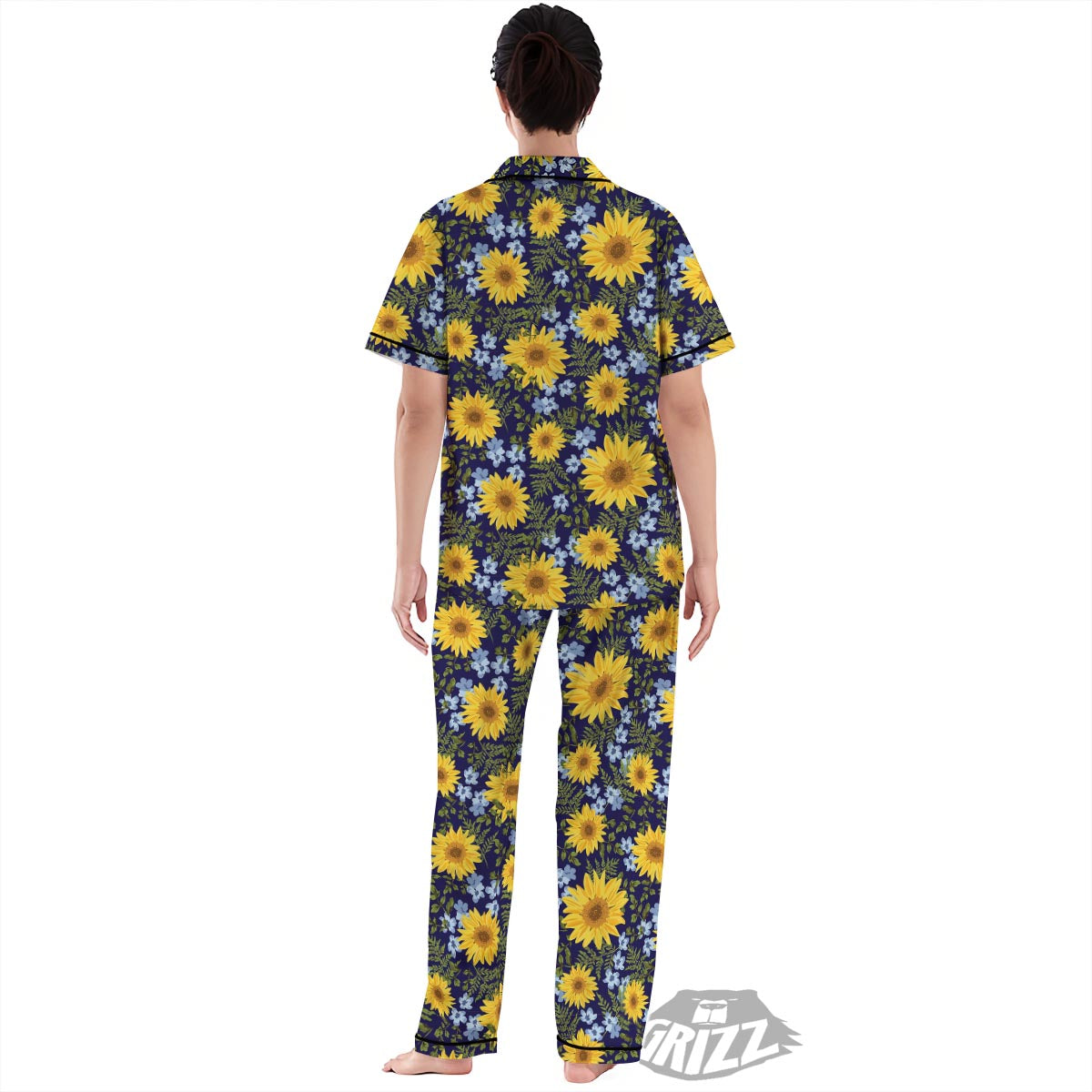 Pattern Sunflower Print Pattern Women's Pajamas Set-grizzshop