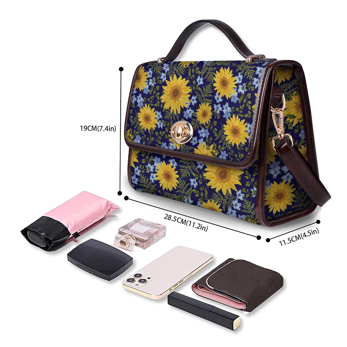 Pattern Sunflower Print Pattern Women's Satchel Bag-grizzshop