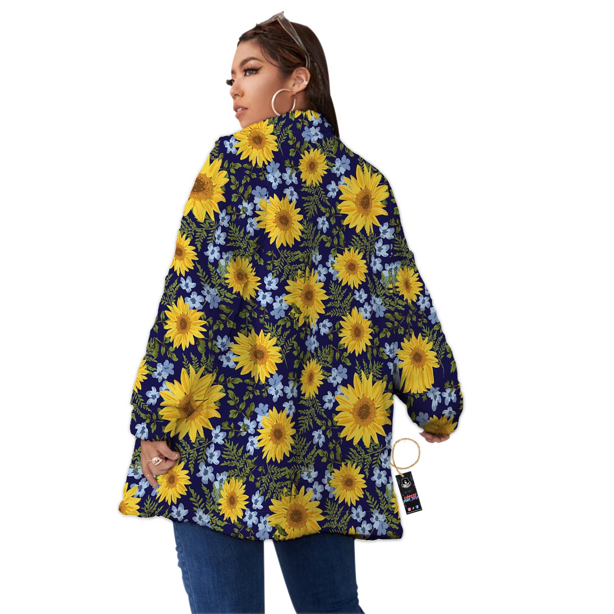 Pattern Sunflower Print Pattern Women's Sherpa Jacket-grizzshop
