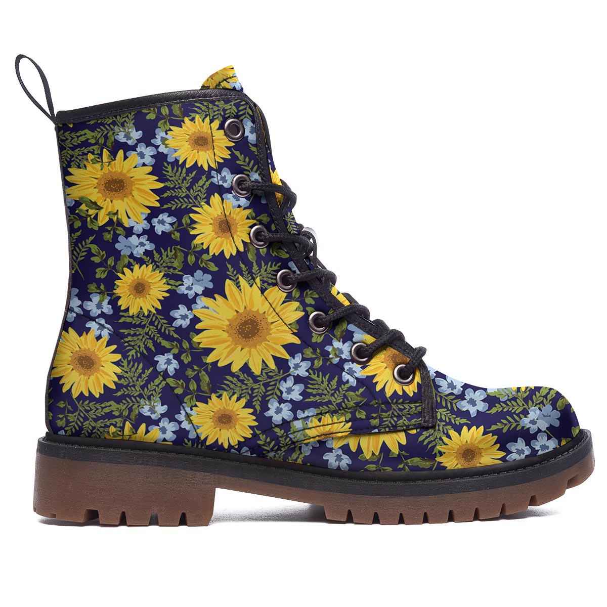 Pattern Sunflower Print Pattern Work Boots-grizzshop