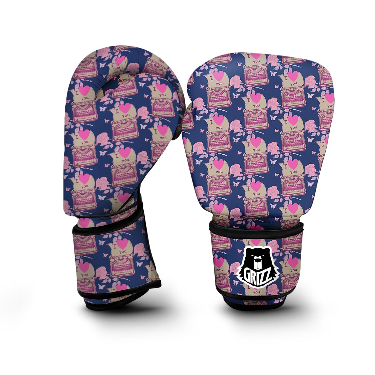 Pattern Typewriter Print Boxing Gloves-grizzshop