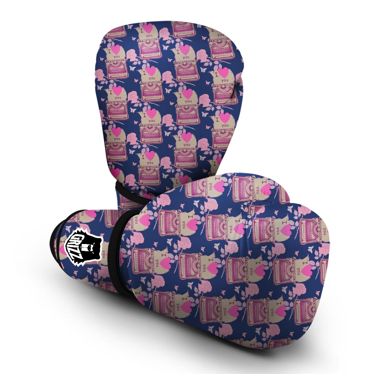 Pattern Typewriter Print Boxing Gloves-grizzshop