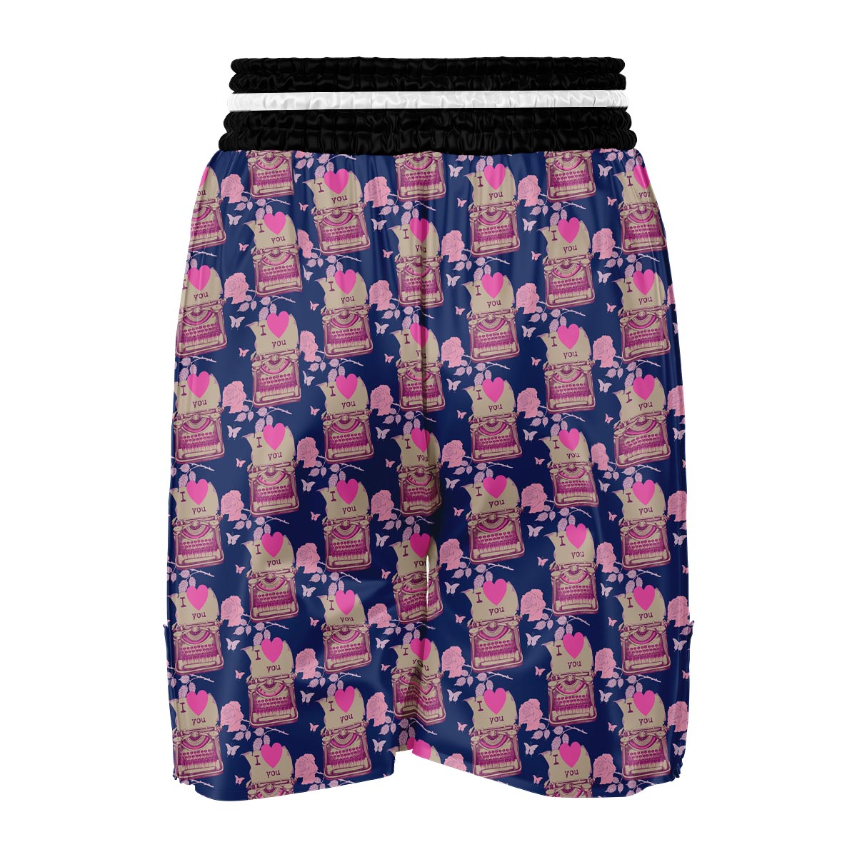 Pattern Typewriter Print Boxing Shorts-grizzshop