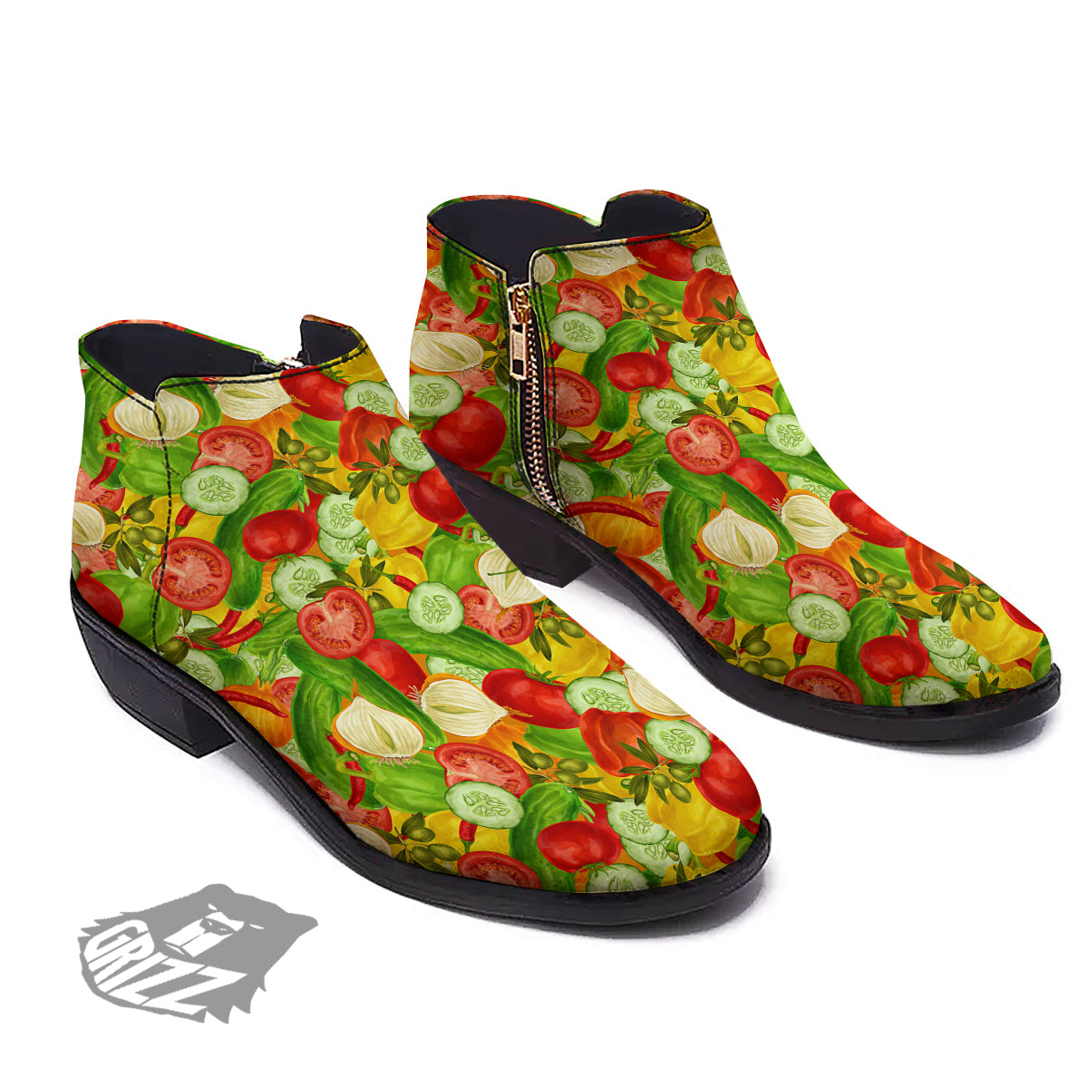 Pattern Vegan Print Pattern Ankle Boots-grizzshop