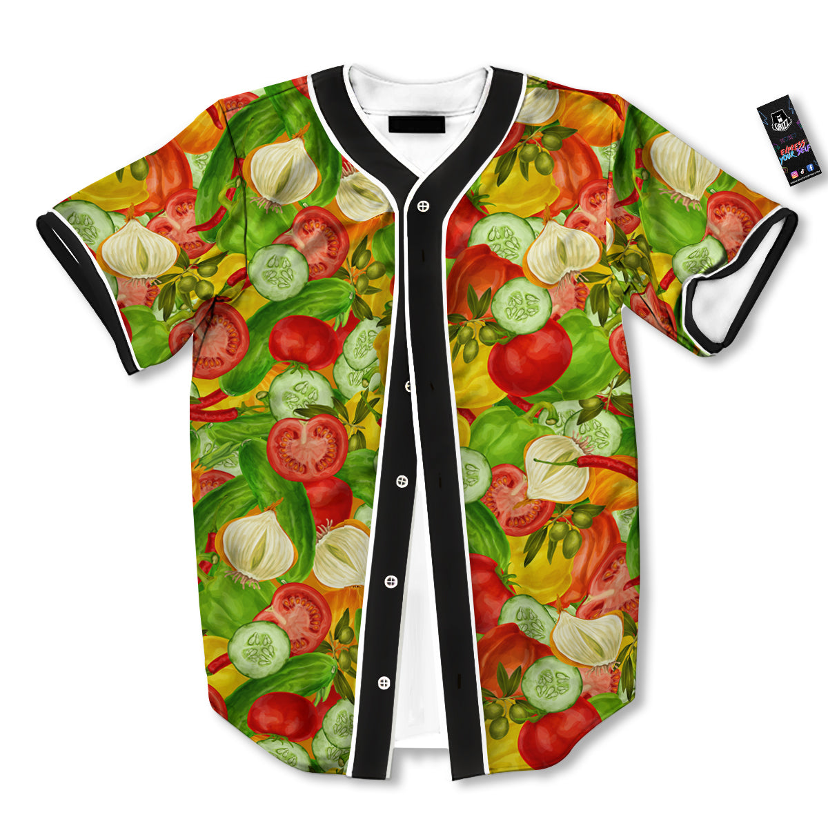 Pattern Vegan Print Pattern Baseball Jersey-grizzshop