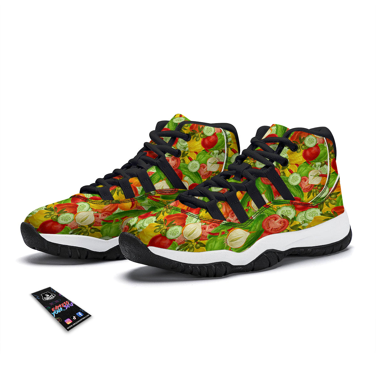 Pattern Vegan Print Pattern Black Bball Shoes-grizzshop