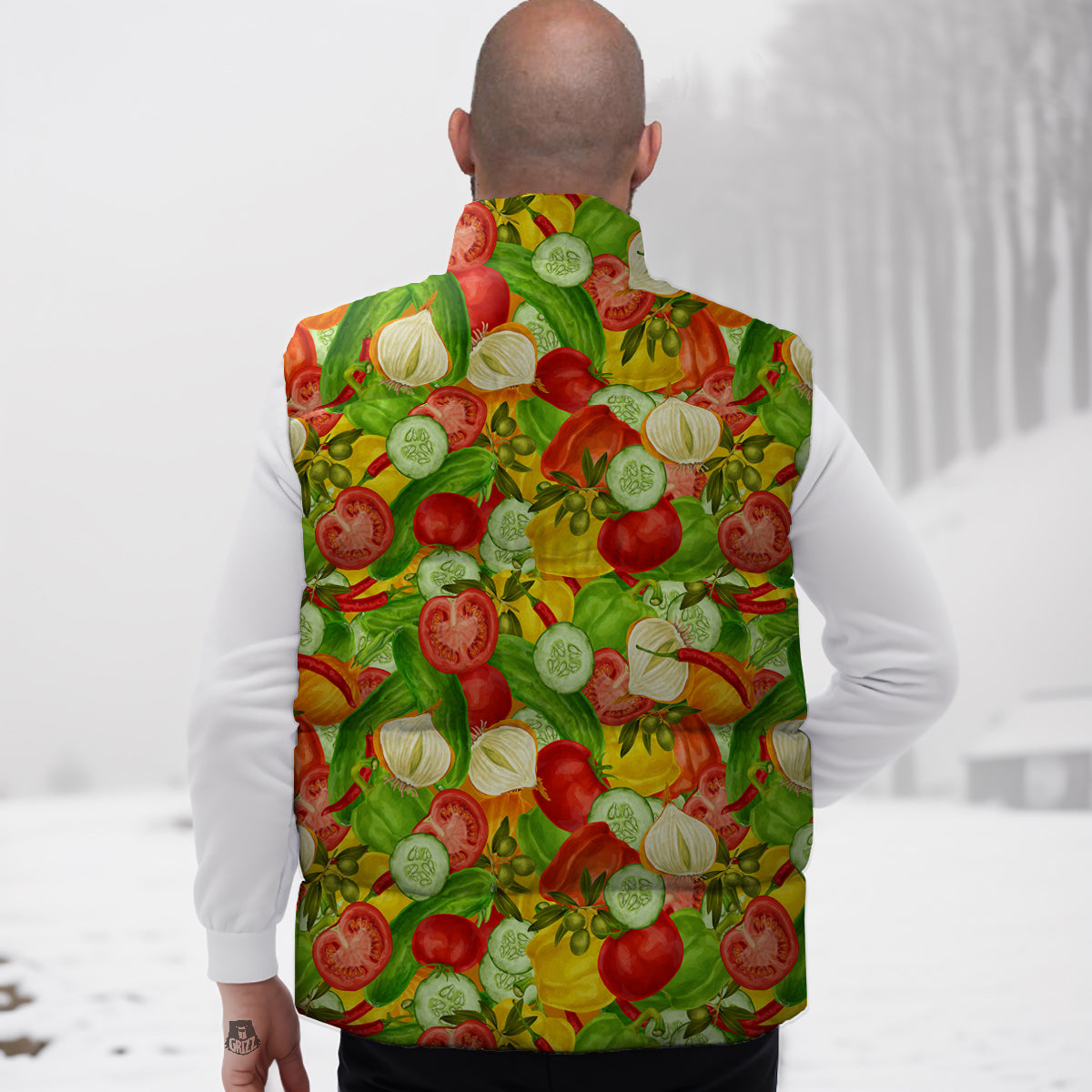 Pattern Vegan Print Pattern Down Vest-grizzshop