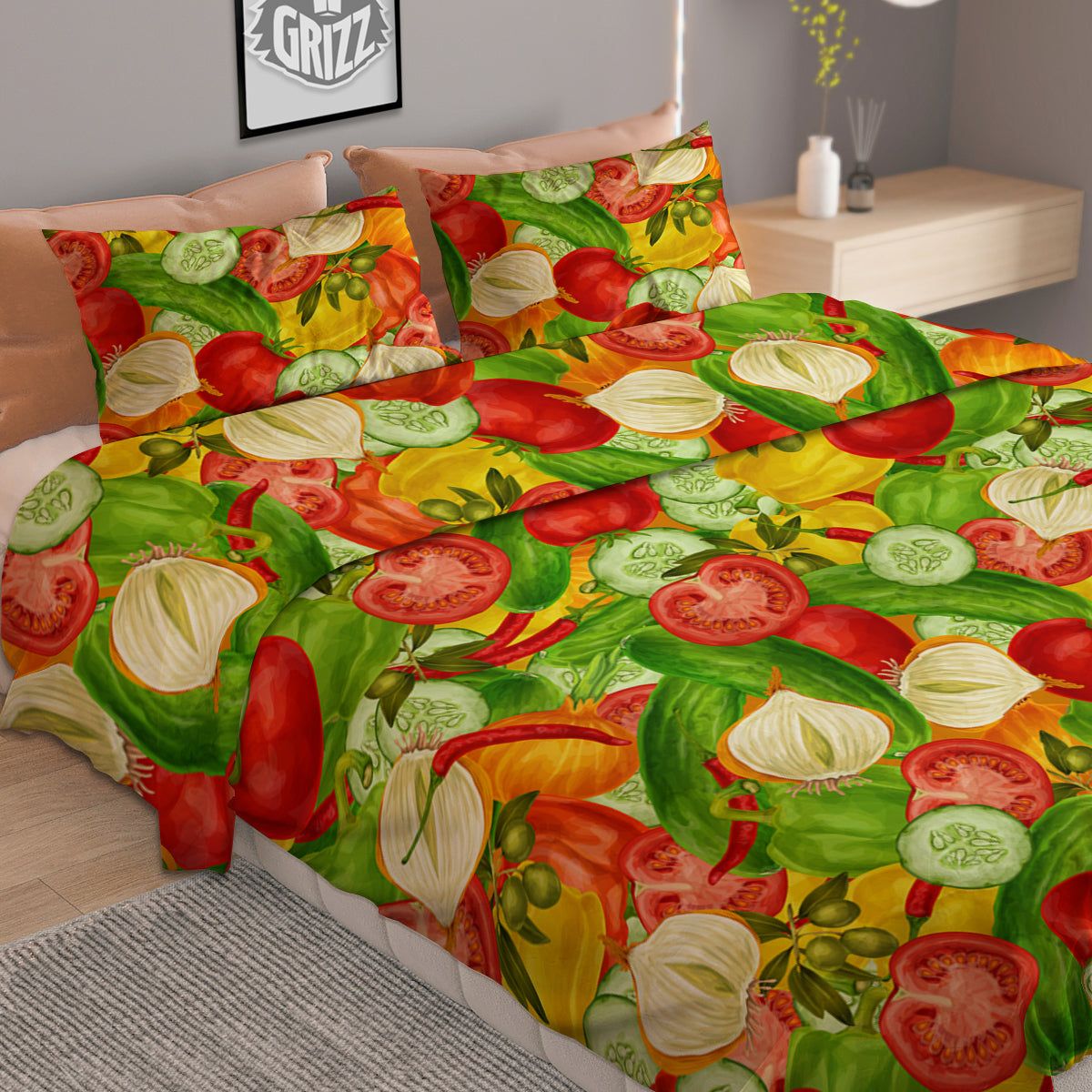 Pattern Vegan Print Pattern Duvet Cover Bedding Set-grizzshop