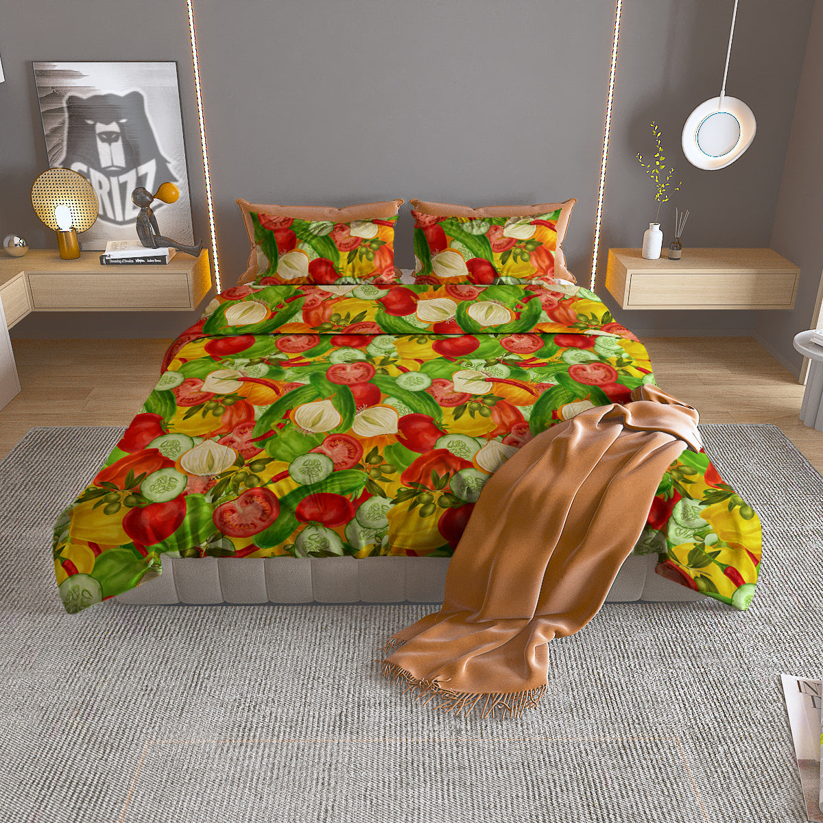 Pattern Vegan Print Pattern Duvet Cover Bedding Set-grizzshop