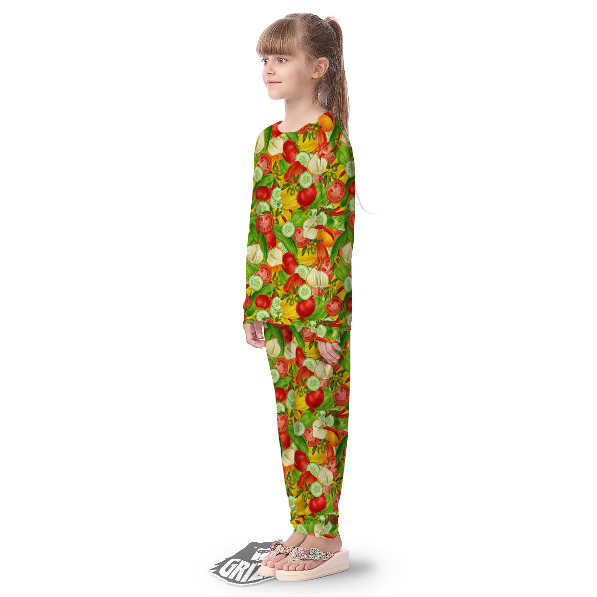 Pattern Vegan Print Pattern Kid's Pajamas-grizzshop