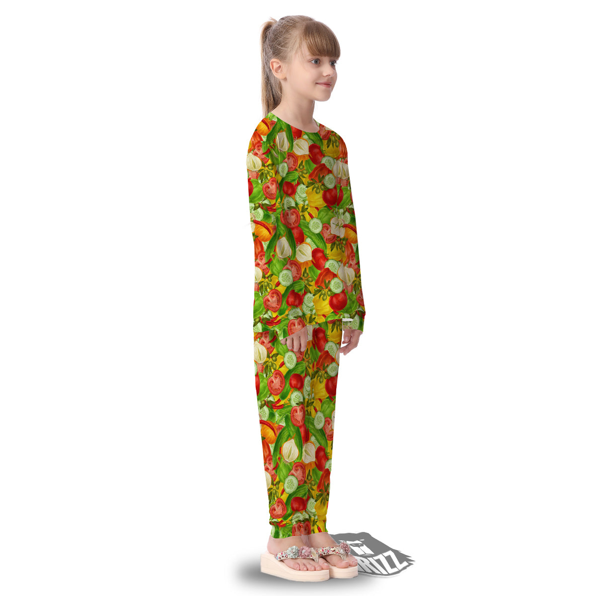 Pattern Vegan Print Pattern Kid's Pajamas-grizzshop