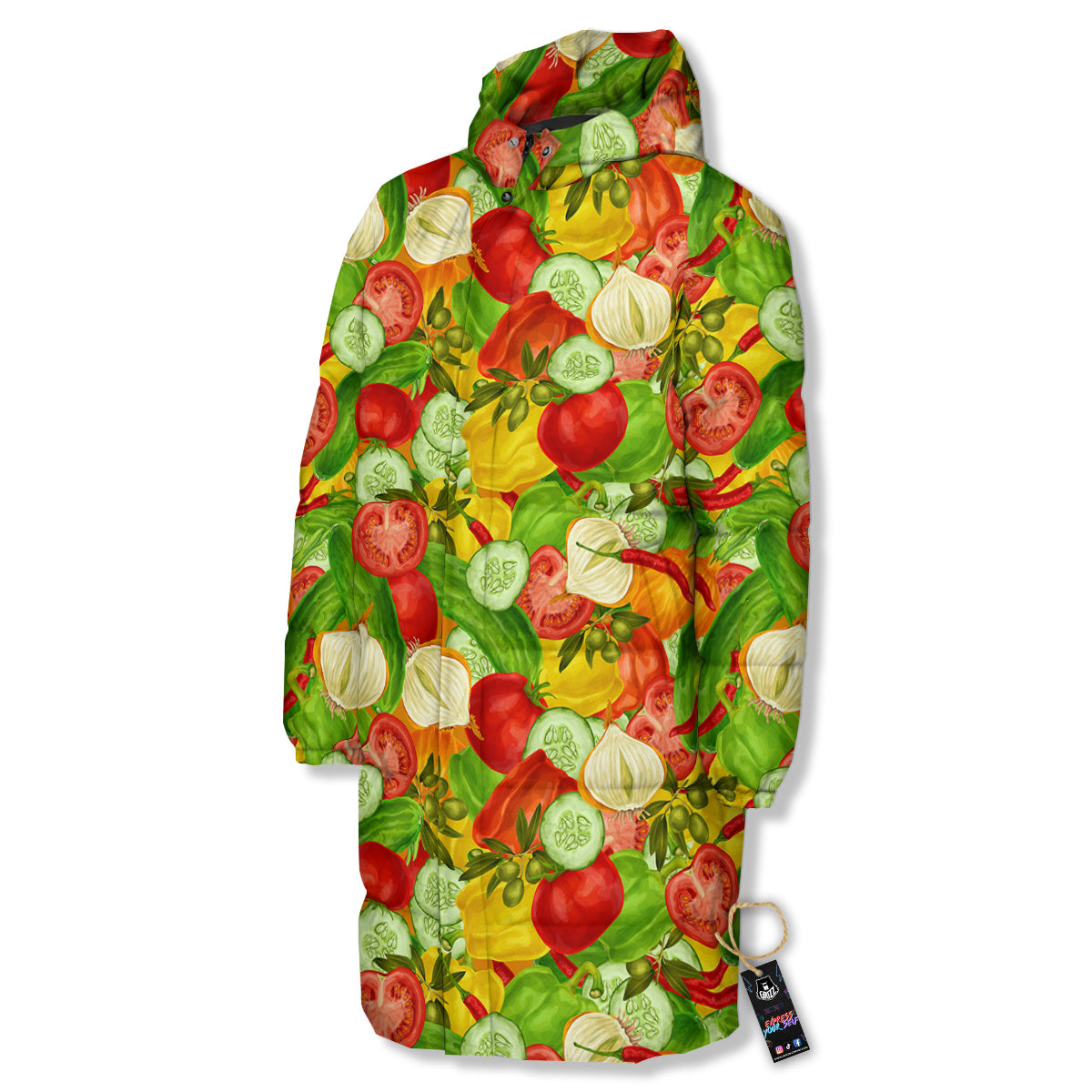 Pattern Vegan Print Pattern Long Down Jacket-grizzshop