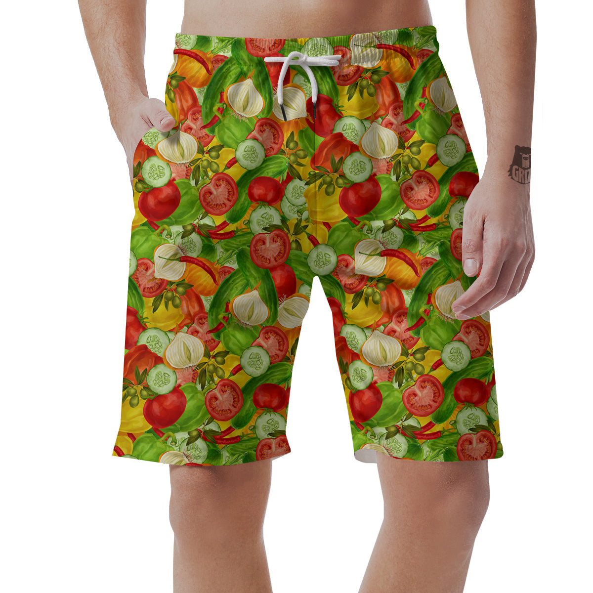 Pattern Vegan Print Pattern Men's Shorts-grizzshop