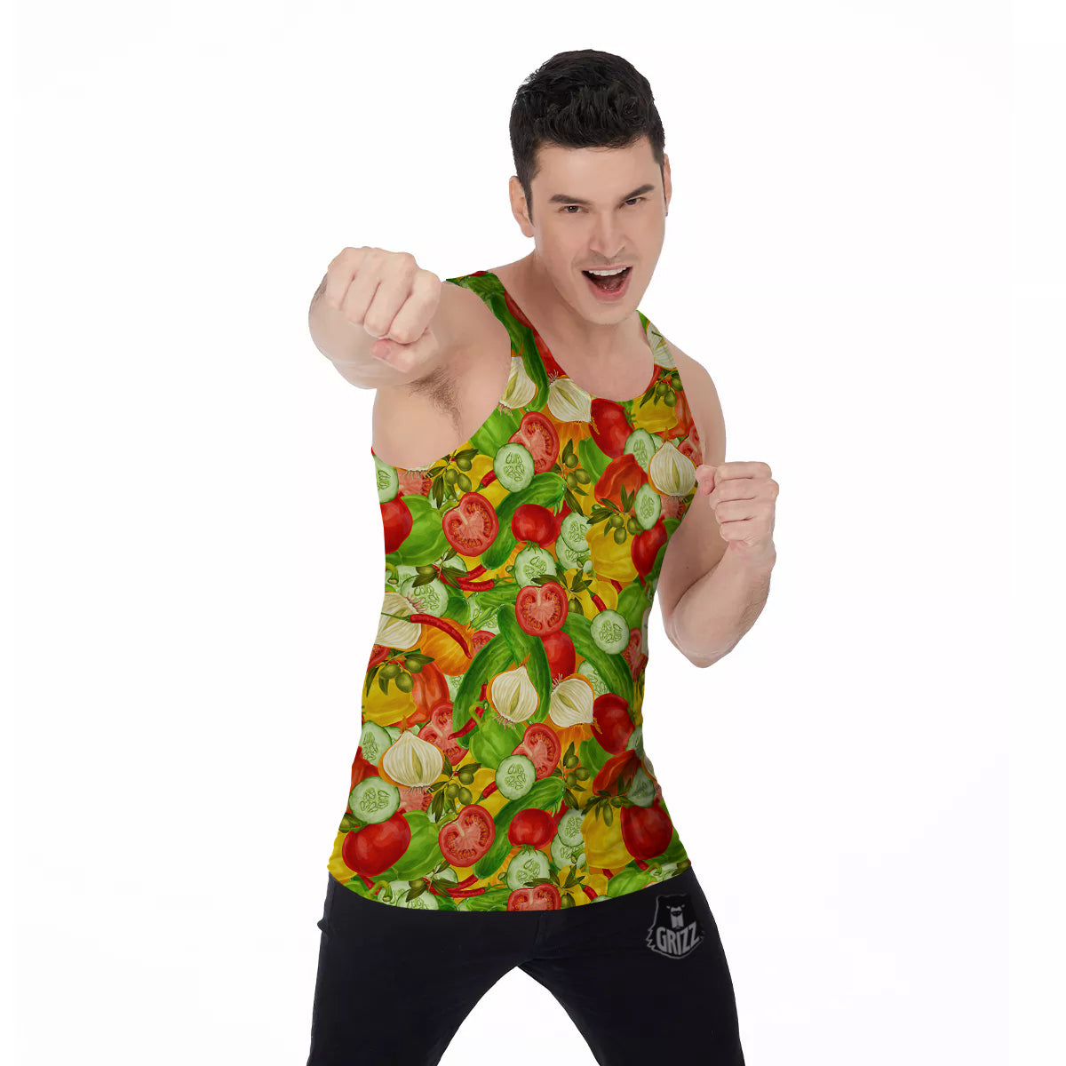 Pattern Vegan Print Pattern Men's Tank Top-grizzshop