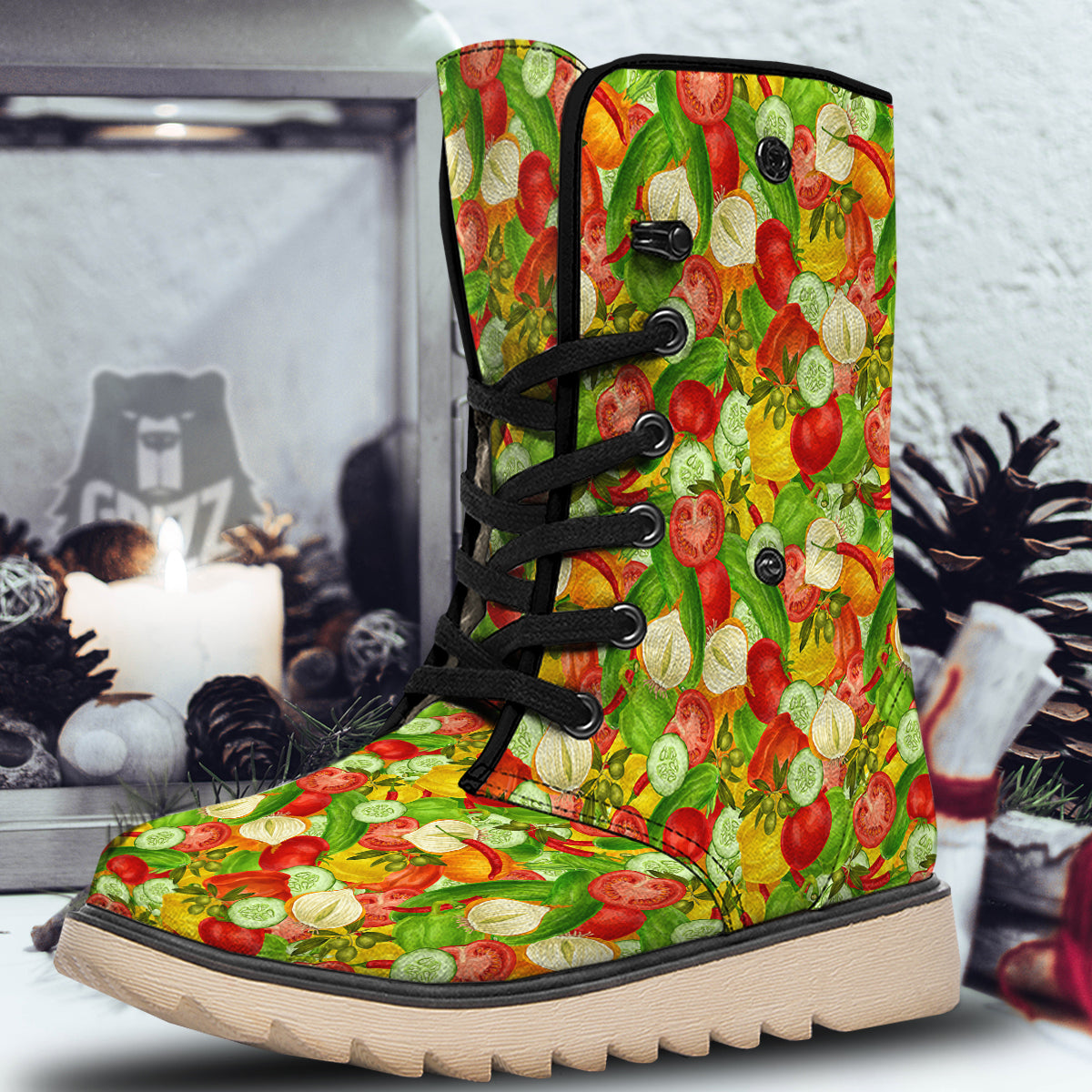 Pattern Vegan Print Pattern Snow Boots-grizzshop