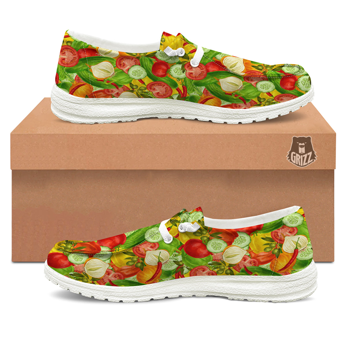Pattern Vegan Print Pattern White Loafers-grizzshop
