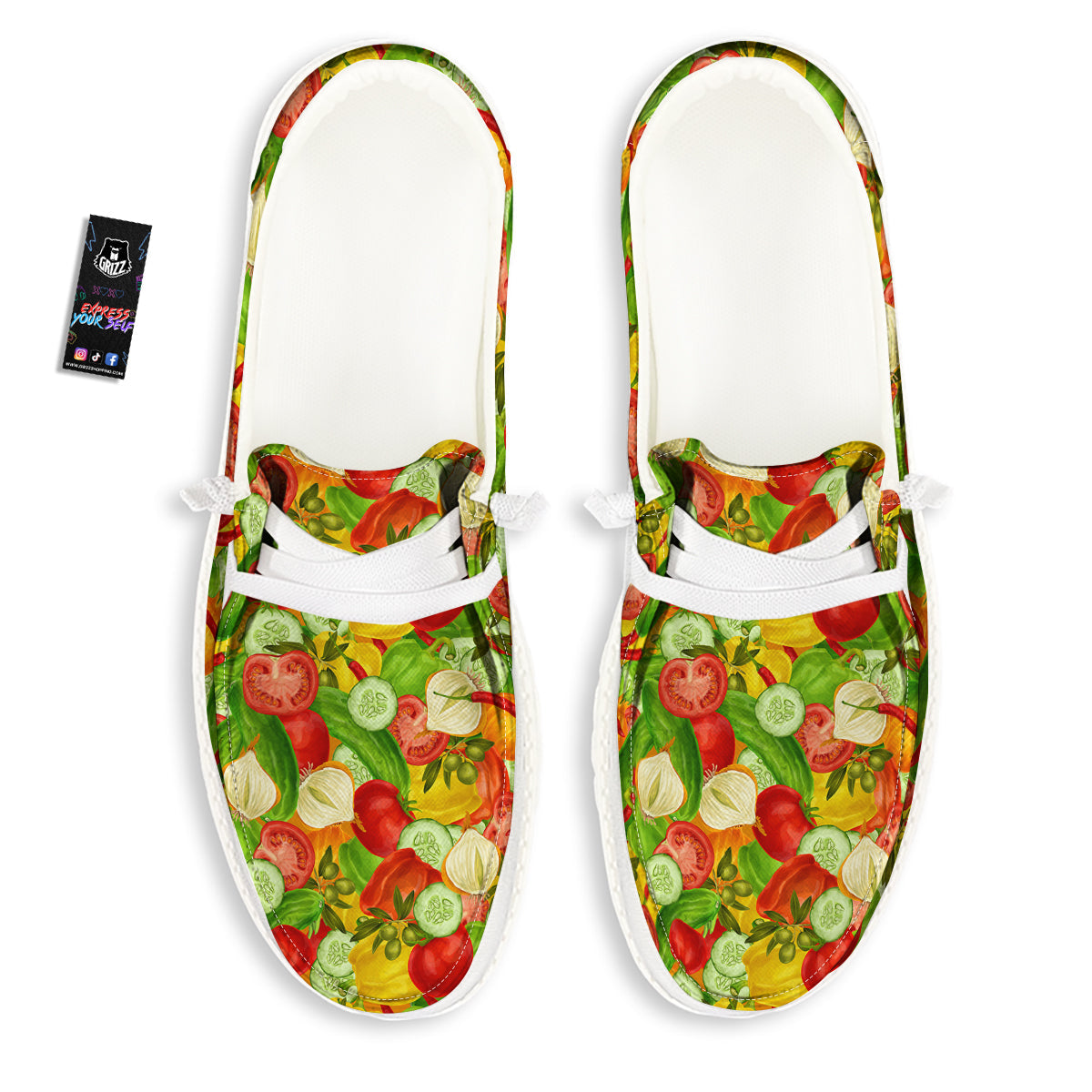 Pattern Vegan Print Pattern White Loafers-grizzshop