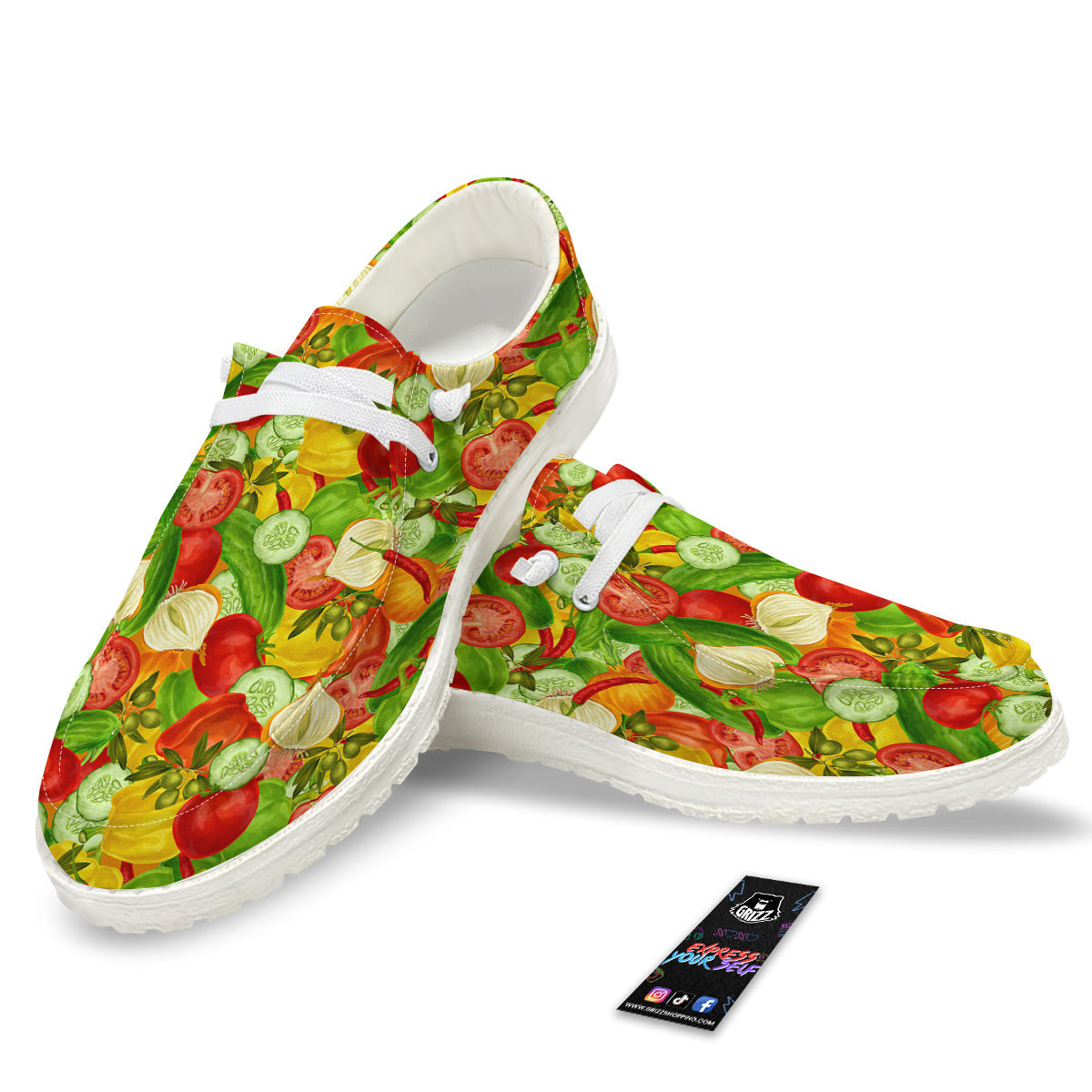 Pattern Vegan Print Pattern White Loafers-grizzshop