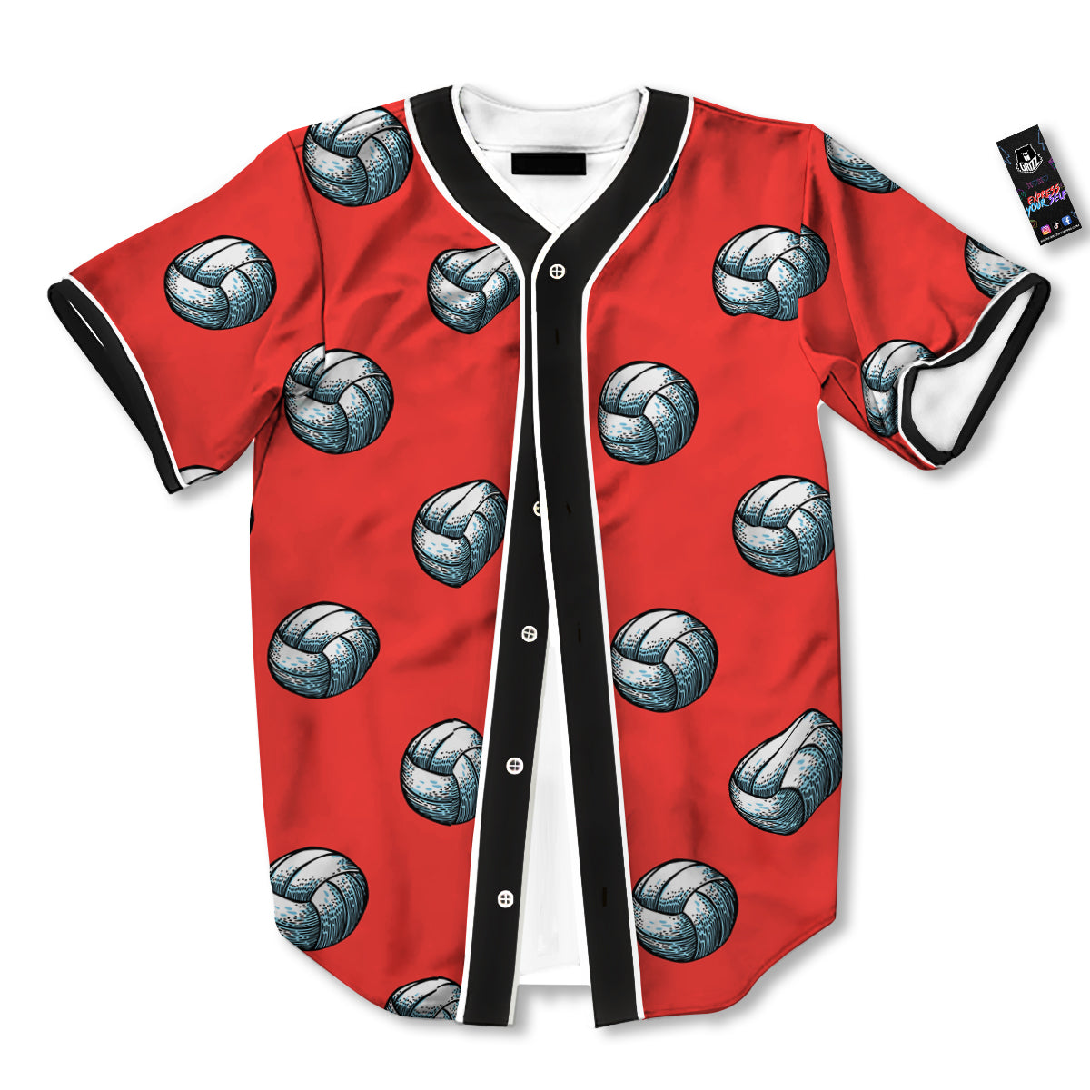 Pattern Volleyball Print Pattern Baseball Jersey-grizzshop