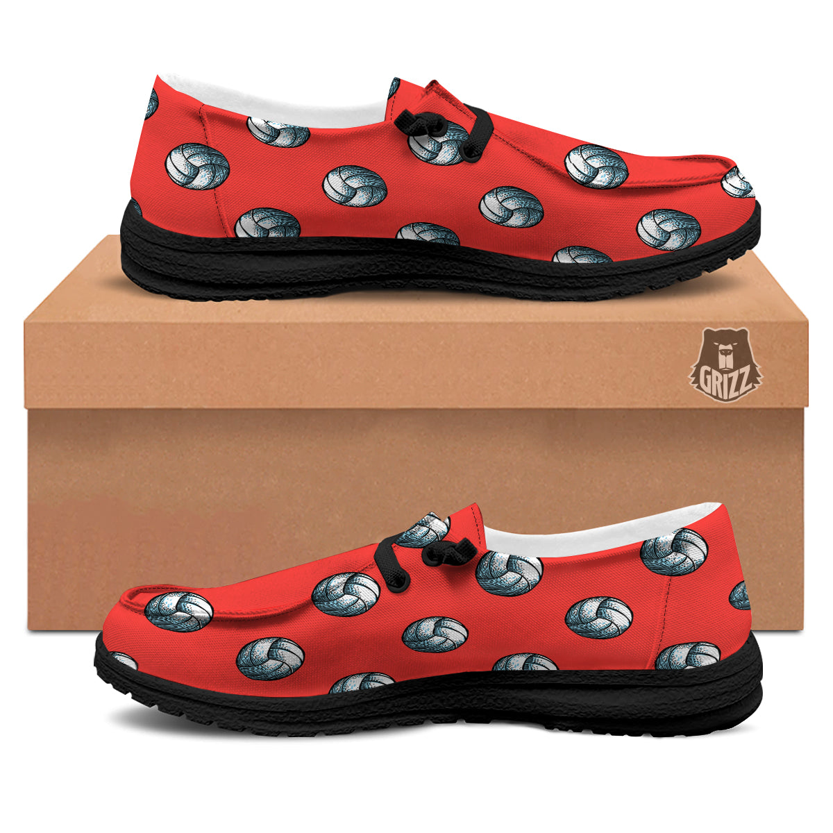 Pattern Volleyball Print Pattern Black Loafers-grizzshop