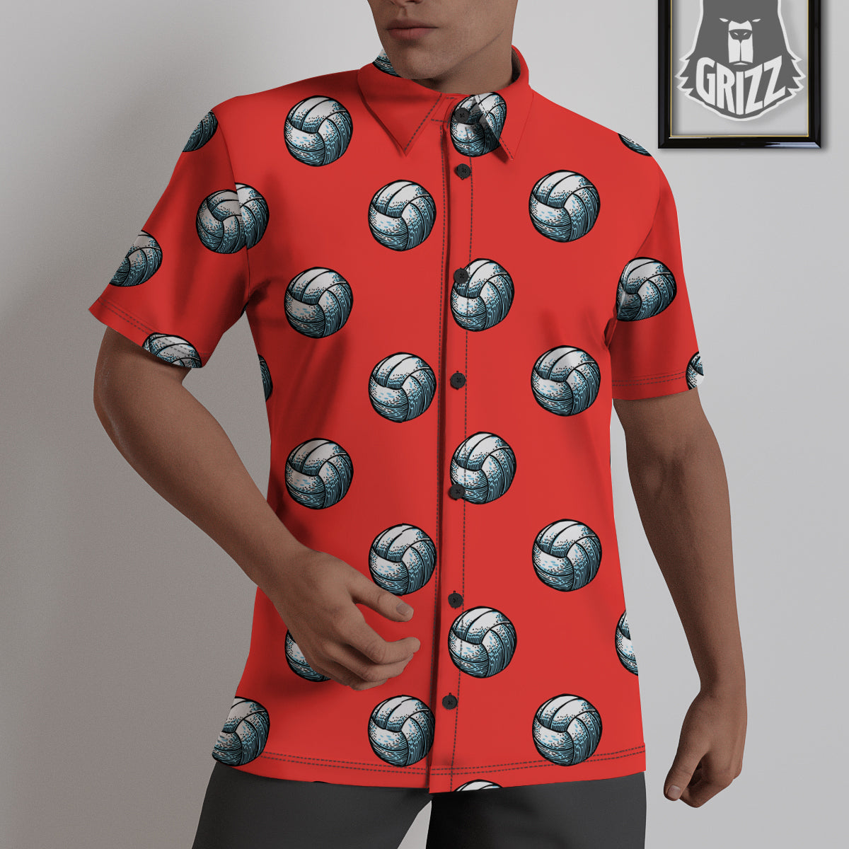 Pattern Volleyball Print Pattern Untucked Shirts-grizzshop