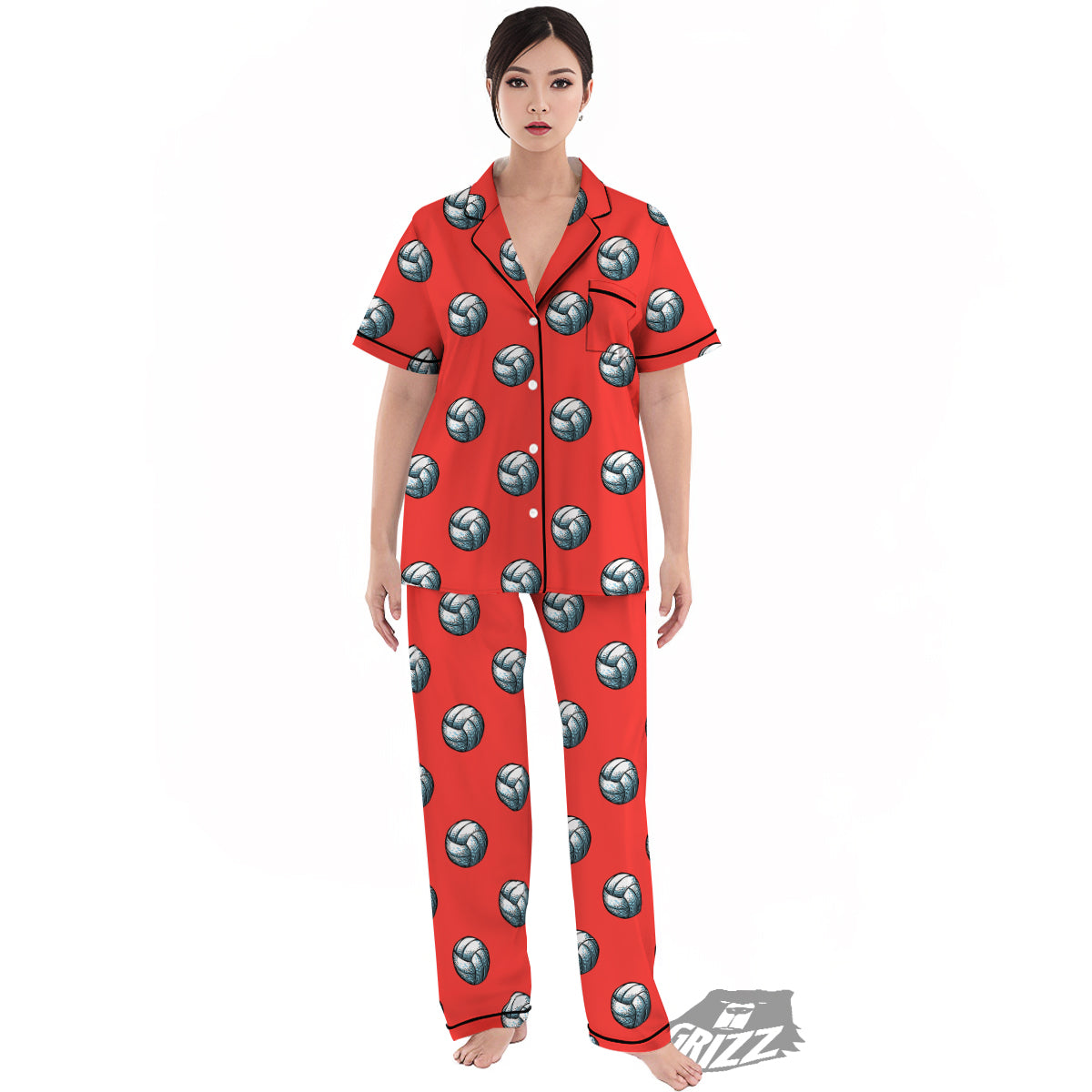 Pattern Volleyball Print Pattern Women's Pajamas Set-grizzshop