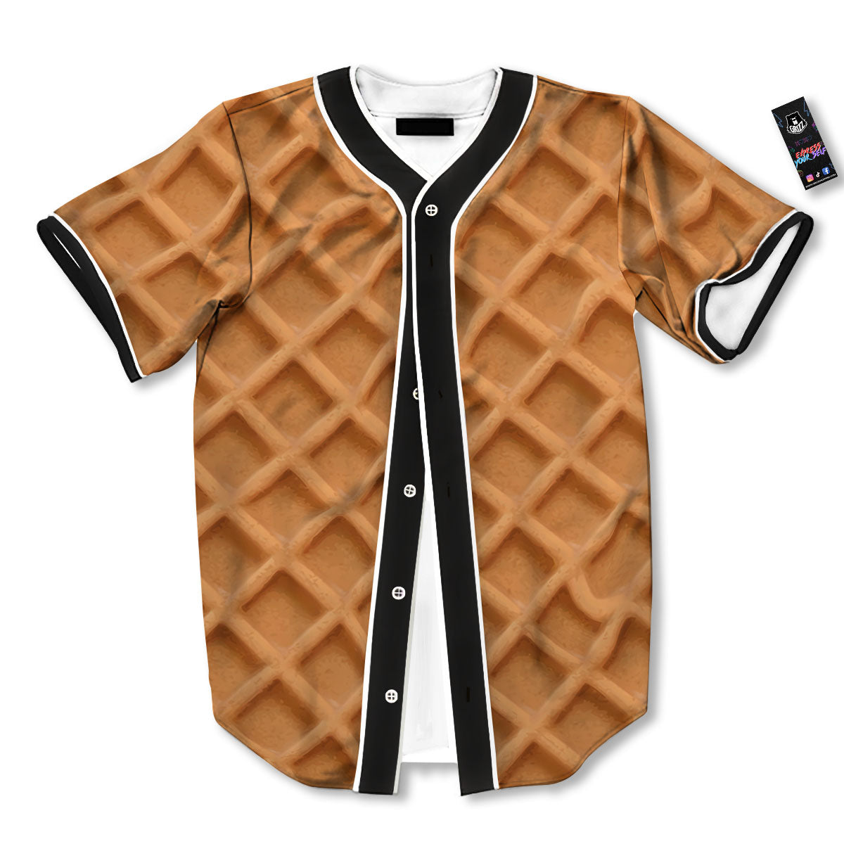 Pattern Waffle Print Baseball Jersey-grizzshop