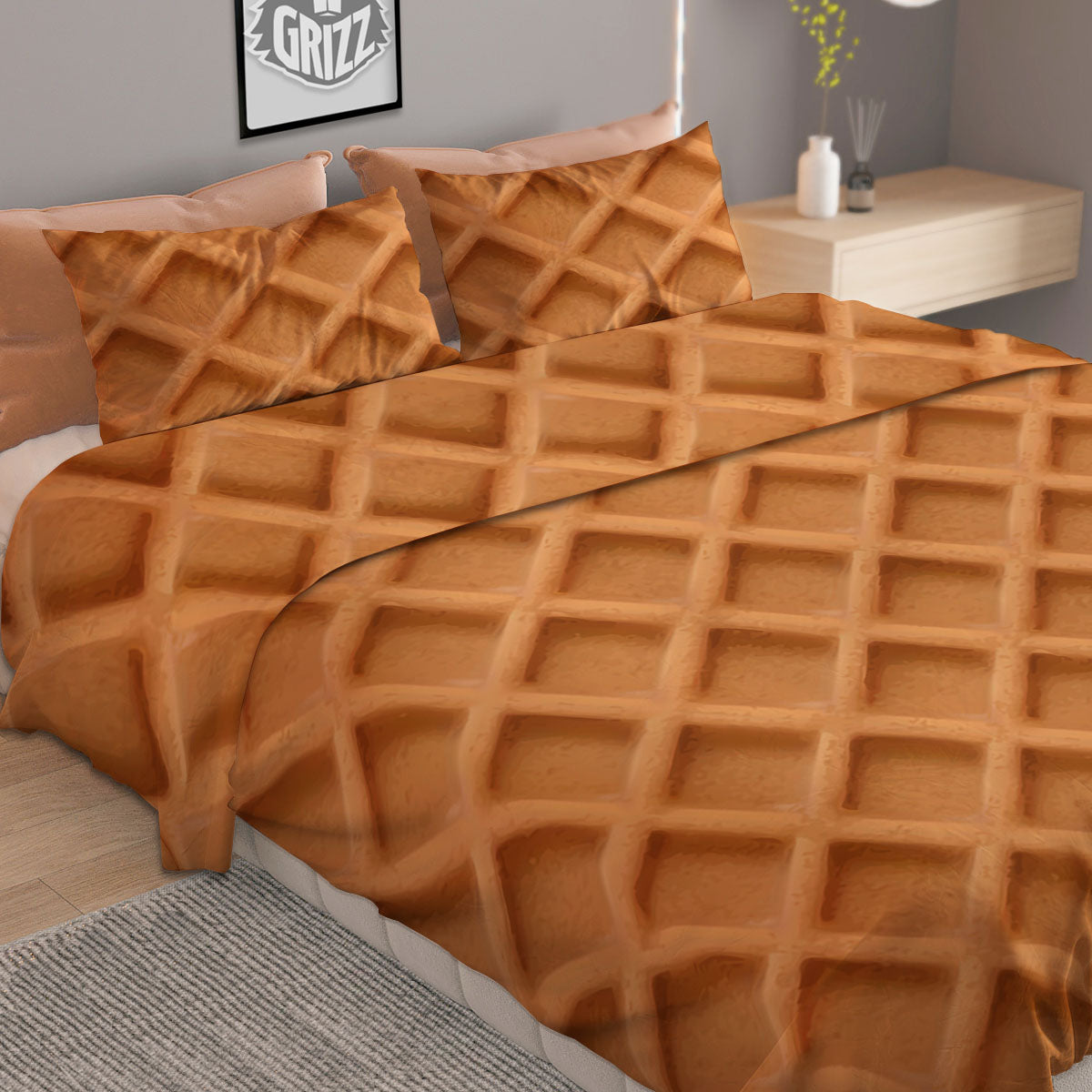 Pattern Waffle Print Duvet Cover Bedding Set-grizzshop